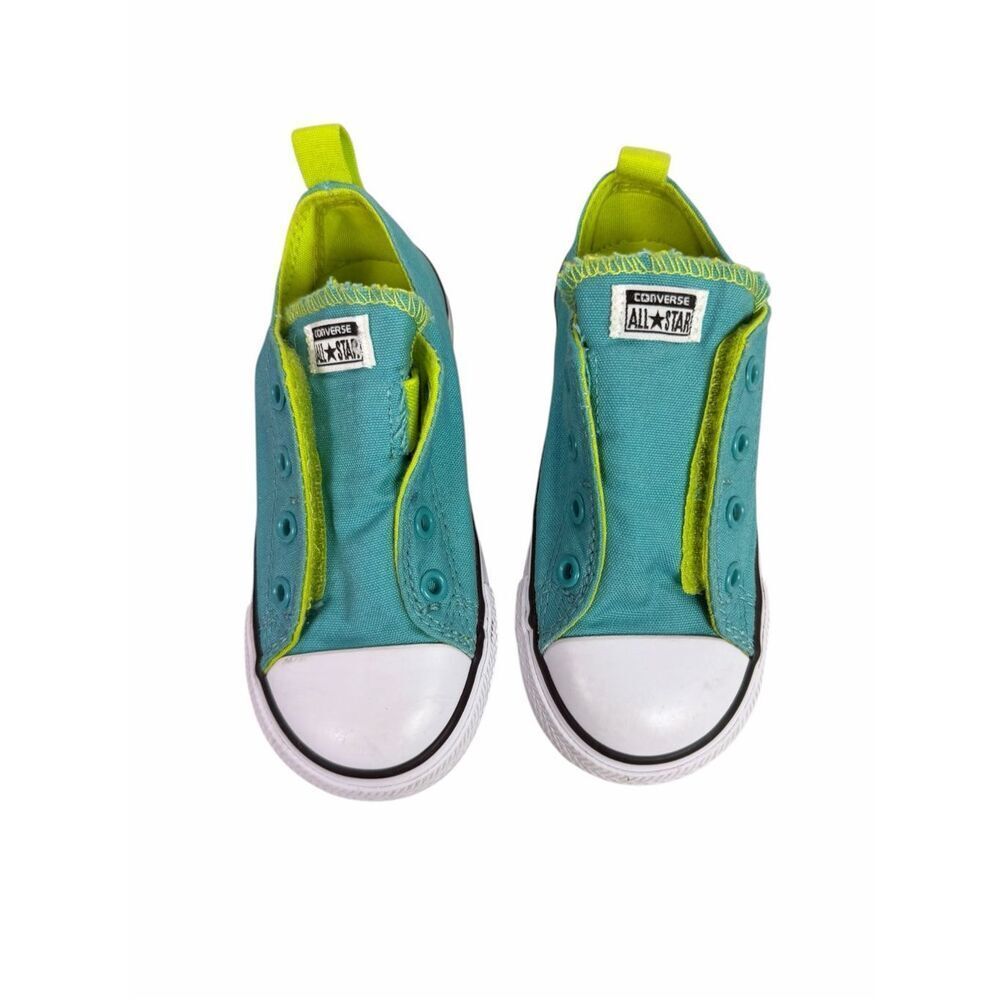 Converse Infants size 9 All Star easy on sneakers  teal lime green